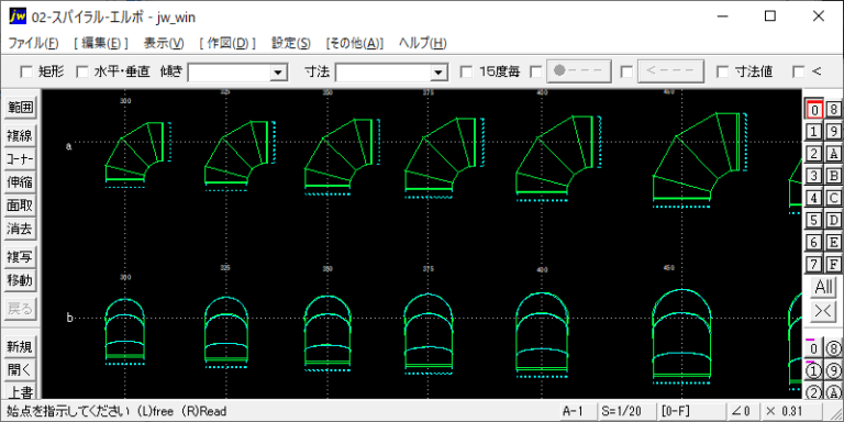 スパイラルダクト – エルボ Jw_cad