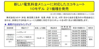 新しい電気料金メニューに対応したエコキュート