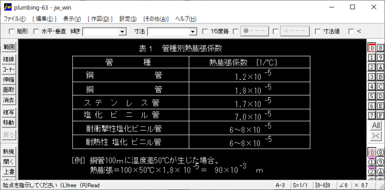 管種別熱膨張係数