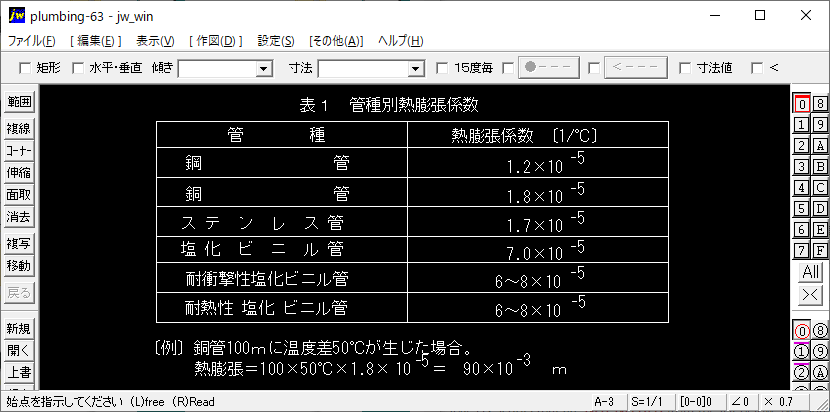 管種別熱膨張係数
