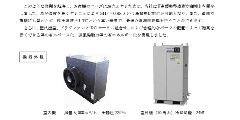 高顕熱型直膨空調機