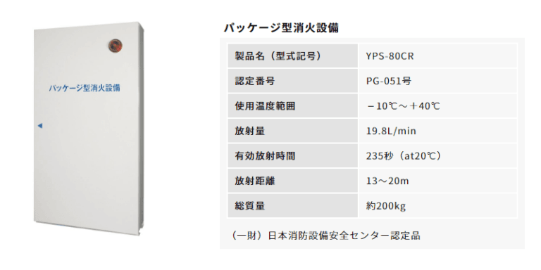 パッケージ型消火設備 YPS-80CR