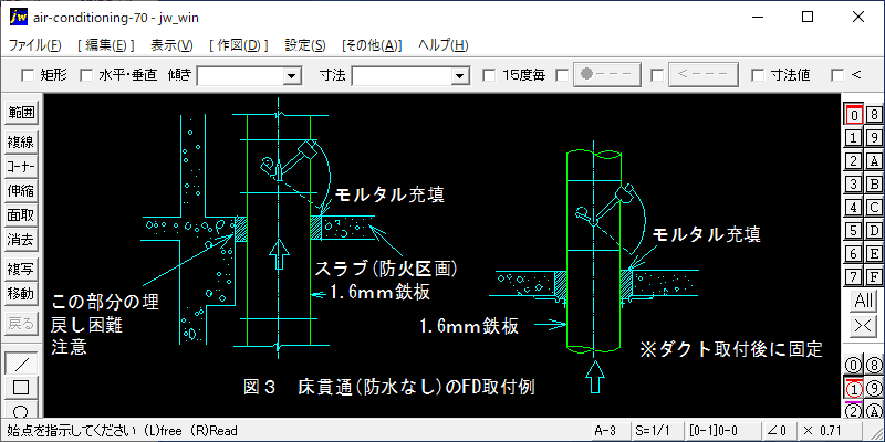 ダクトの防火区画貫通要領