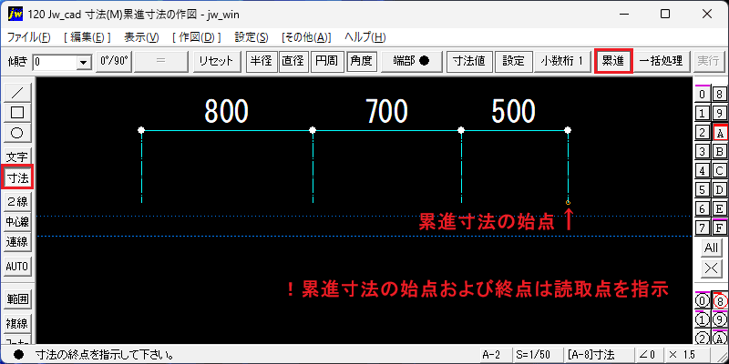累進寸法の始点