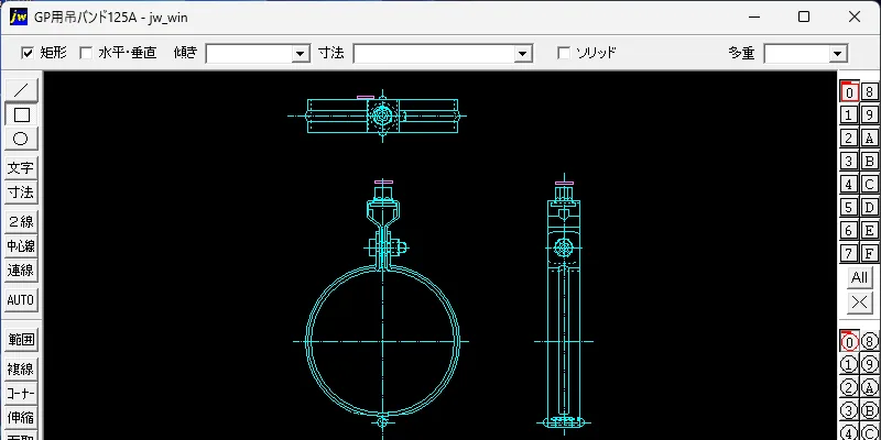 配管支持金具 GP用吊バンド 125A|Jw_cad