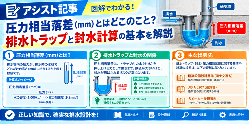 圧力相当落差（mm）とはどこのこと？排水トラップと封水計算の基本を解説