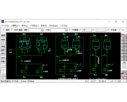 冷凍機廻り配管（連結型冷却塔）