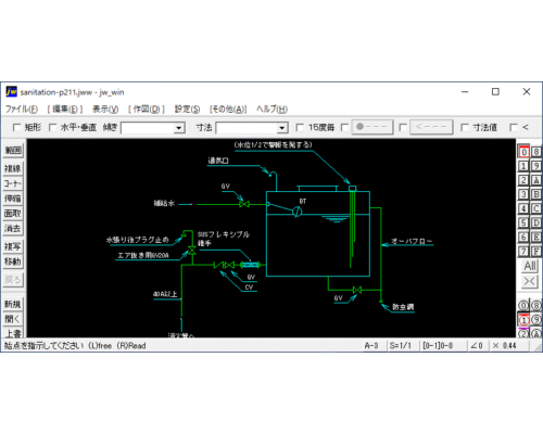 消火用補給水タンク廻り配管