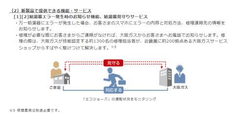 大阪ガス 日本初、IoT対応の省エネ給湯器「エコジョーズ」を発売
