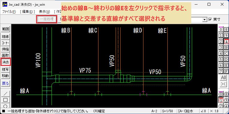 Jw_cad 消去(D) 一括処理